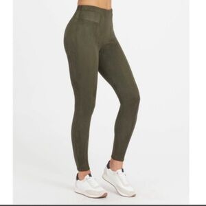 NWT SPANX Faux Suede Olive Green Leggings